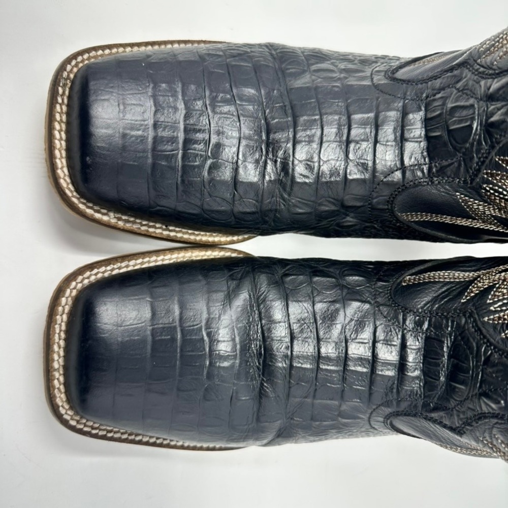 Cavenders Youth Boys Cowboy Boots 6D Black Crocodile Print Leather CV20140Y - Picture 6 of 15